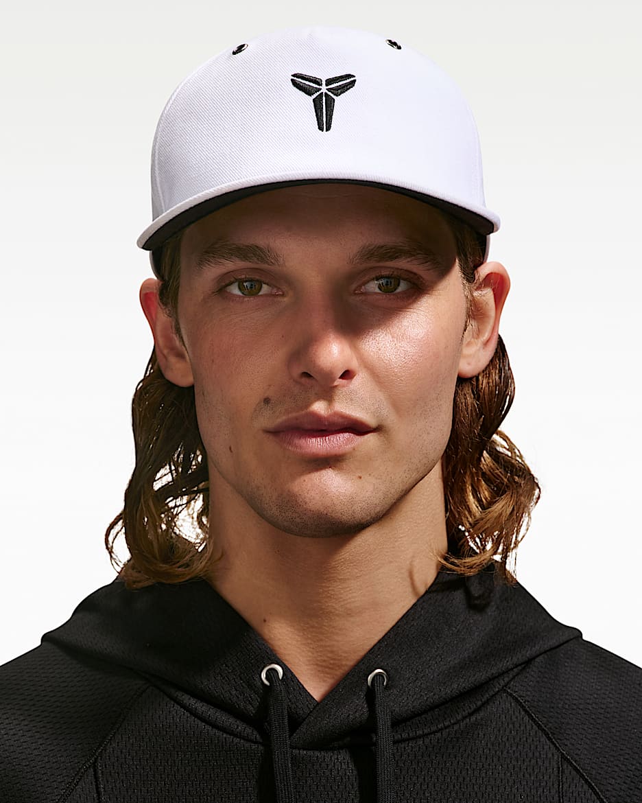 Kobe Nike Pro 科比软顶篮球训练运动帽 - 白色/黑/黑