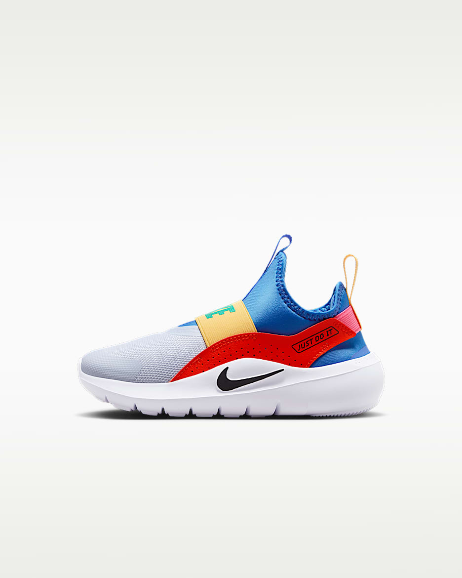 Nike Flex Runner 4 幼童一脚蹬运动鞋 - 水晶蓝/热情红/足球灰/黑