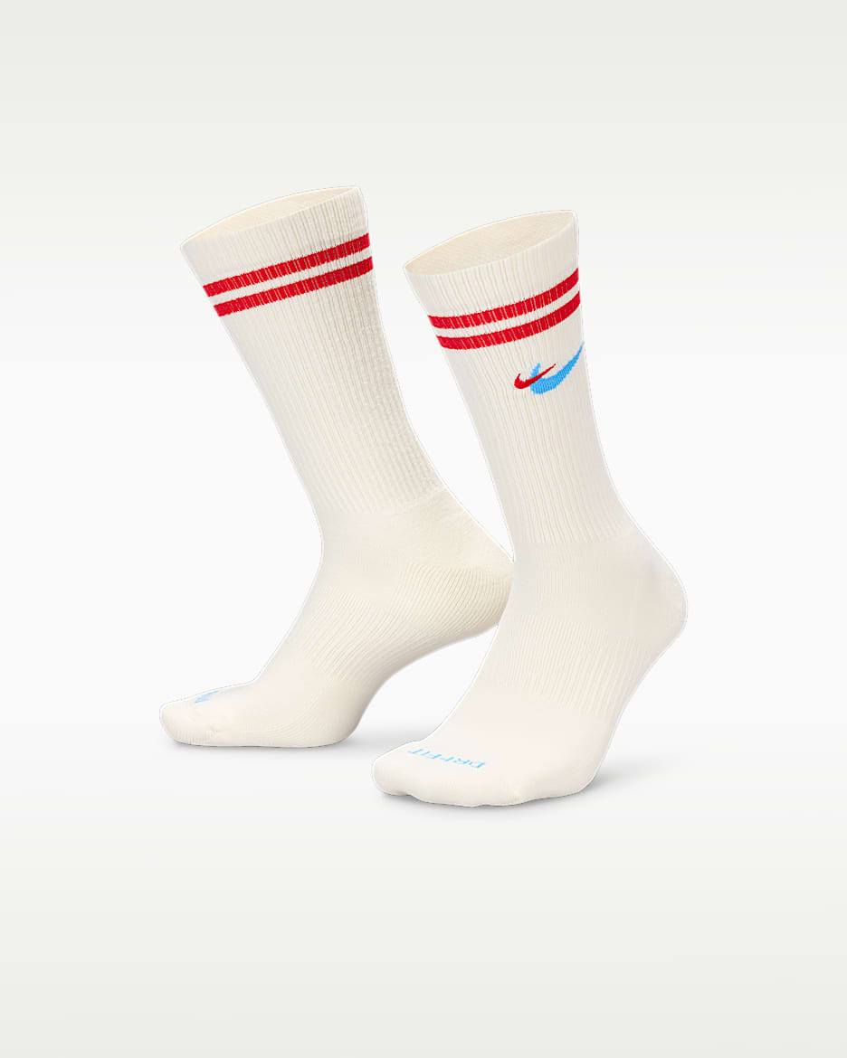 Nike Everyday Plus Force 舒适速干中筒运动袜 （1 双） - 帆白/大学红/大学蓝