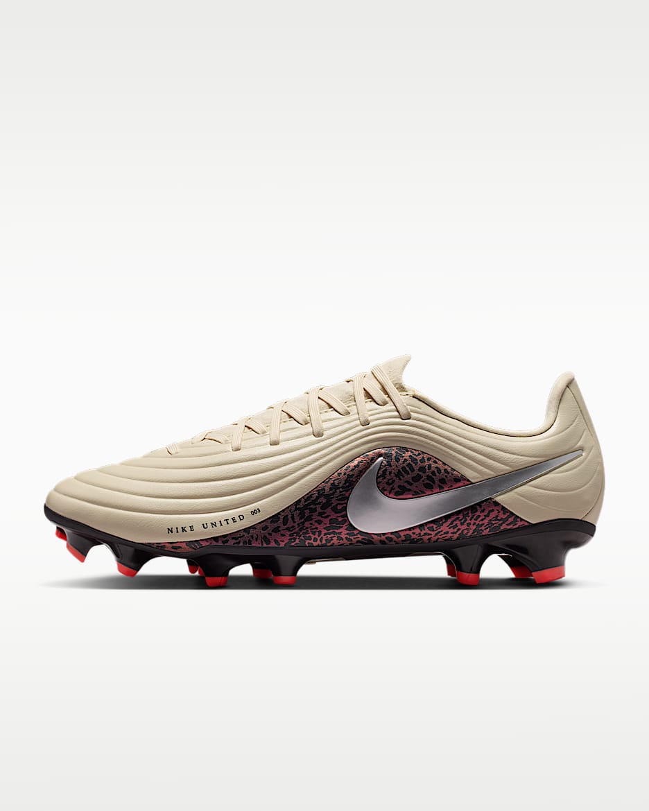 Nike United Tiempo Maestro Academy 耐克天迫系列男/女 MG 多种场地低帮足球鞋 - 化石灰/鲜亮勃艮第酒红/金属银