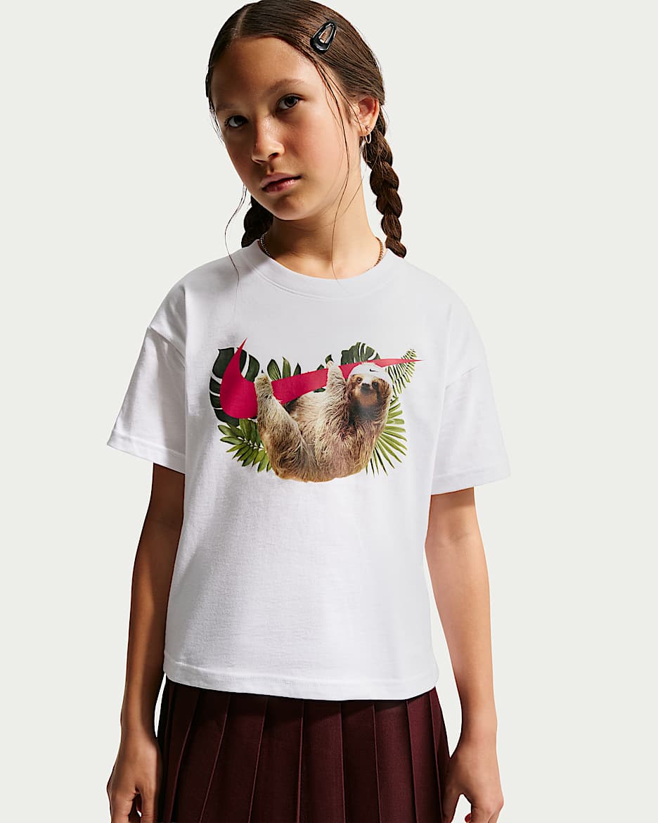 Nike Sportswear 大童(女孩)短袖T恤 - 白色