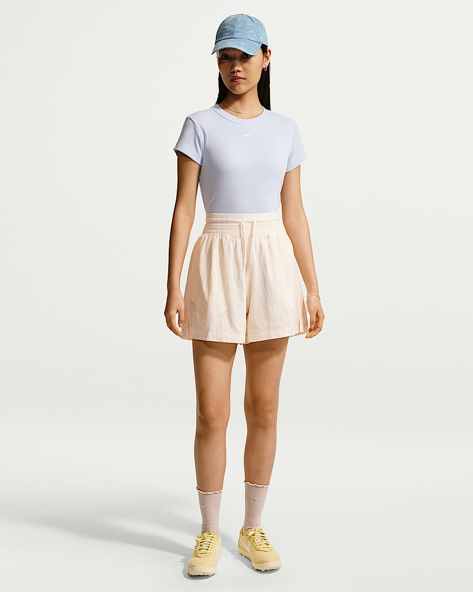 Nike Sportswear 女子宽松高腰轻盈不易撕裂短裤 - 粉白/粉白