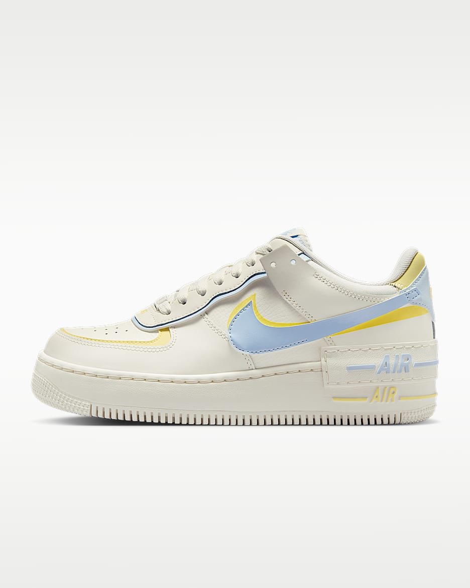 Nike Air Force 1 Shadow 女子空军一号运动鞋 - 帆白/柔黄/帆白/氢蓝