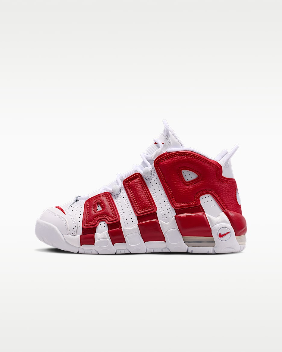 Nike Air More Uptempo 大童运动鞋 - 白色/校园红