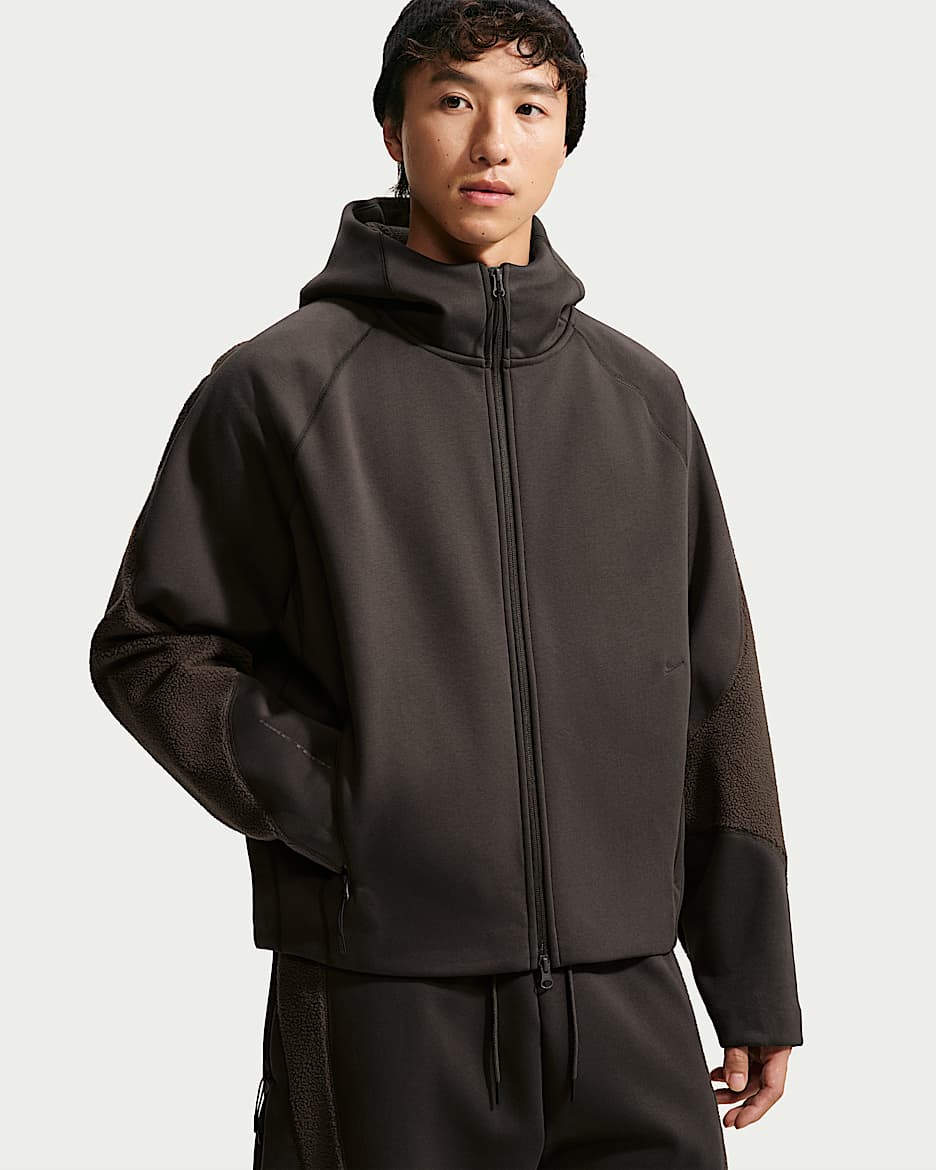 Nike Tech Boreas Therma-FIT 男子加绒全长拉链开襟连帽衫 - 丝绒棕/巴洛克棕/黑
