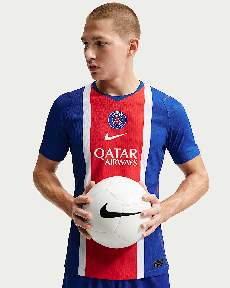 2026/27 赛季巴黎圣日耳曼主场球员版 Nike Aero-FIT 男子足球短袖球衣 - 旧宝蓝/白色/大学红/白色