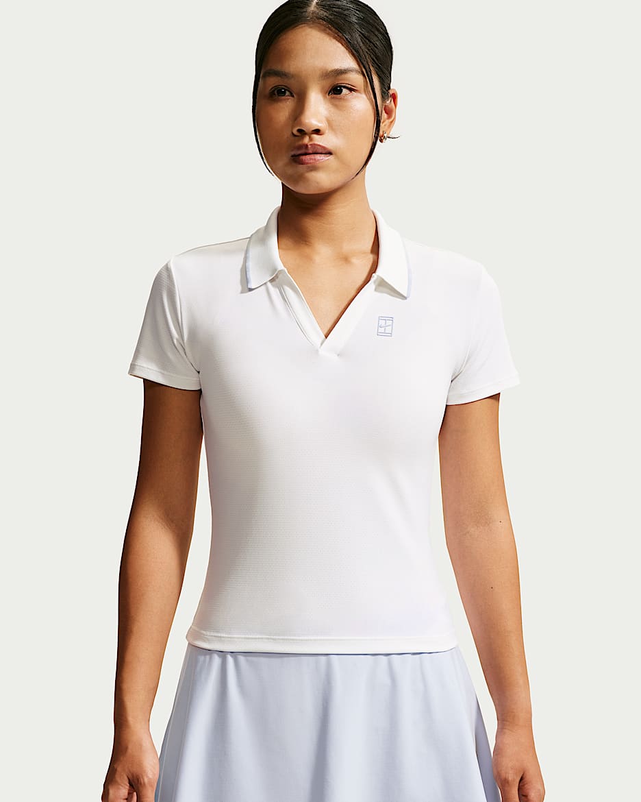 NikeCourt Slam Dri-FIT 女子速干短袖翻领T恤 - 白色