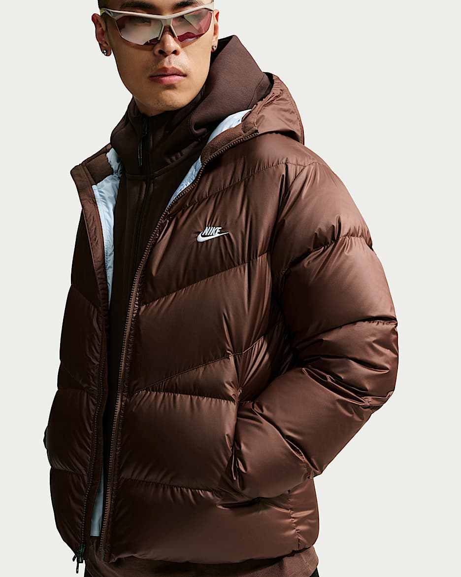 Nike Windrunner 耐克风行者系列男子拒水羽绒夹克 - 浅巧克力色/氢蓝/白色