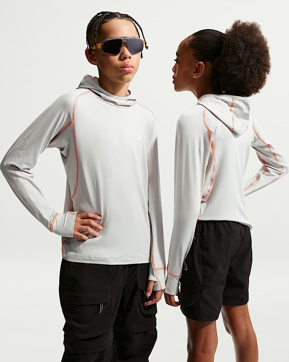 Nike ACG 大童长袖防晒衣 - 雾灰/浅柠檬黄/山峰白