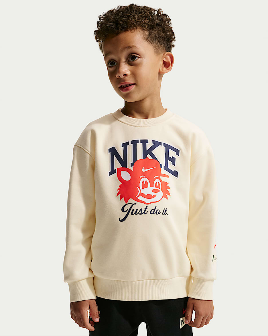 Nike 幼童柔软加绒圆领上衣 - 椰奶色