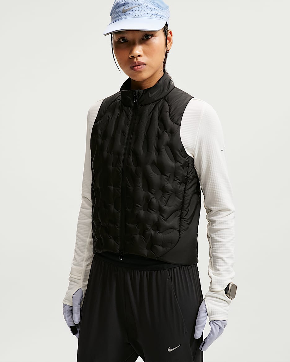 Nike AeroLoft Therma-FIT ADV Repel 女子拒水羽绒拼接跑步马甲 - 黑