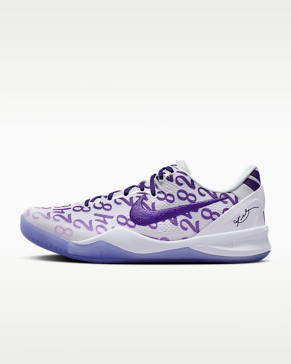 Kobe VIII Protro 科比男/女实战篮球鞋 - 白色/白色/庭紫