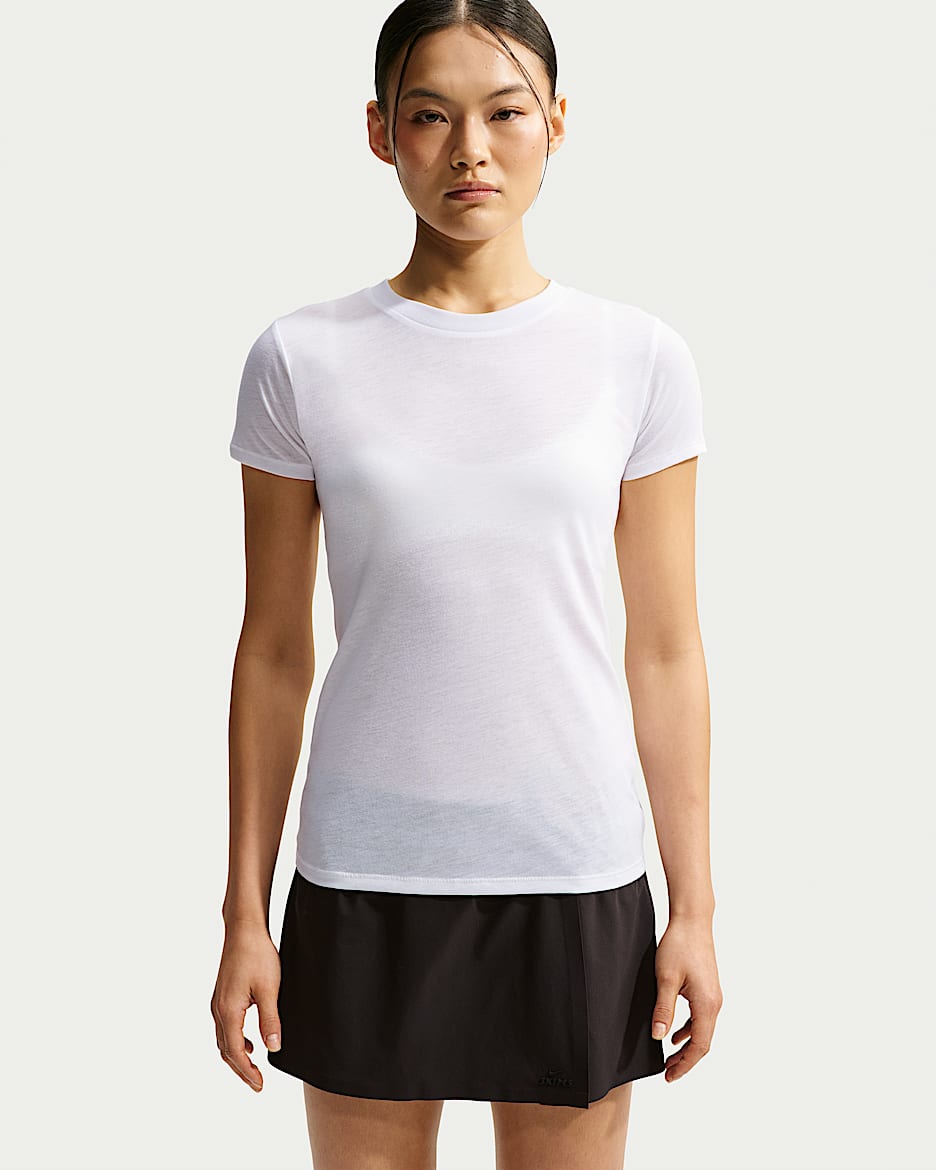 NikeSKIMS Performance Cotton Blend 女子速干短袖上衣 - NSKM Snow/NSKM Ecru