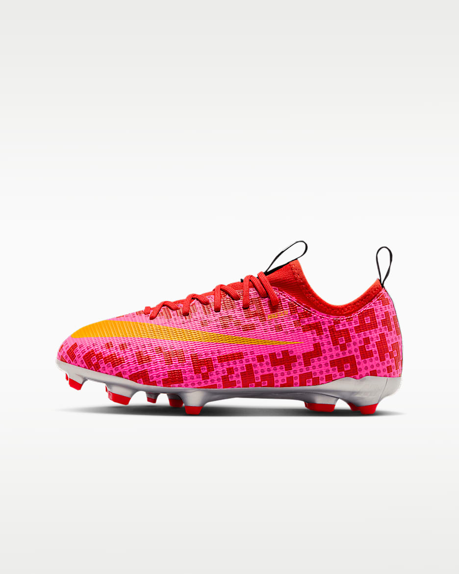 Nike Jr. Mercurial Vapor Academy x LEGO® Collection 耐克刺客系列大童 MG 多种场地低帮足球鞋 - 灯草红/金属银/透明粉/大学金