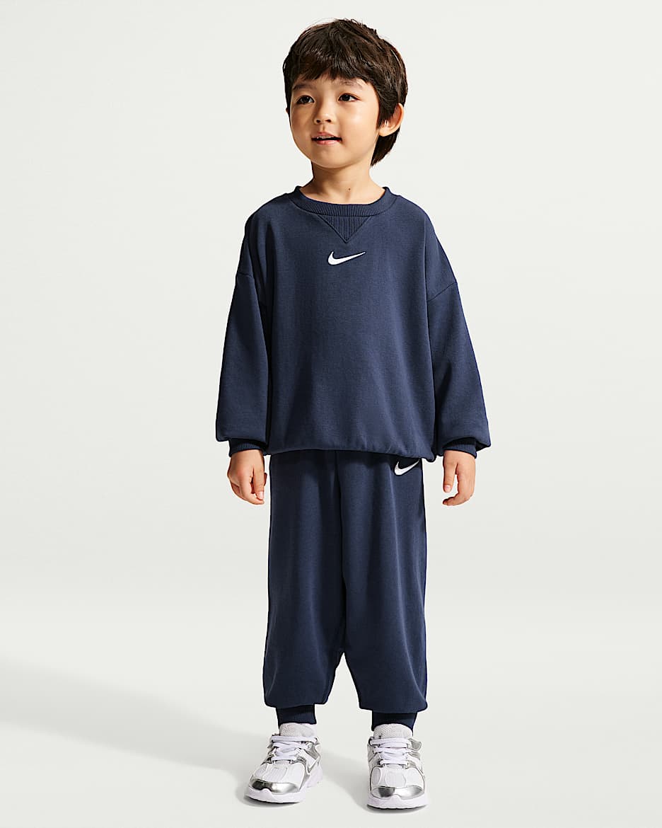 Nike 婴童法式毛圈圆领上衣和长裤套装 - 深藏青