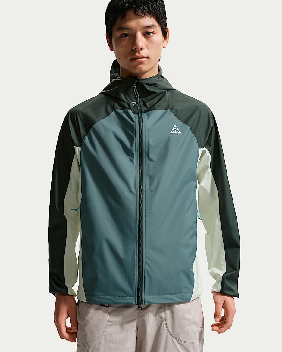Nike ACG "Phantazma" Storm-FIT ADV 2.5L 男子防风防水夹克硬壳冲锋衣 - 黑云衫绿/矿物岩板蓝/海玻璃色/山峰白