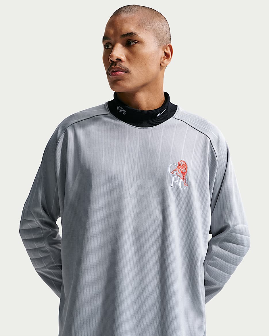 切尔西足球俱乐部守门员 Nike 男子长袖足球T恤 - 狼灰/草皮橙/沥青蓝/白色