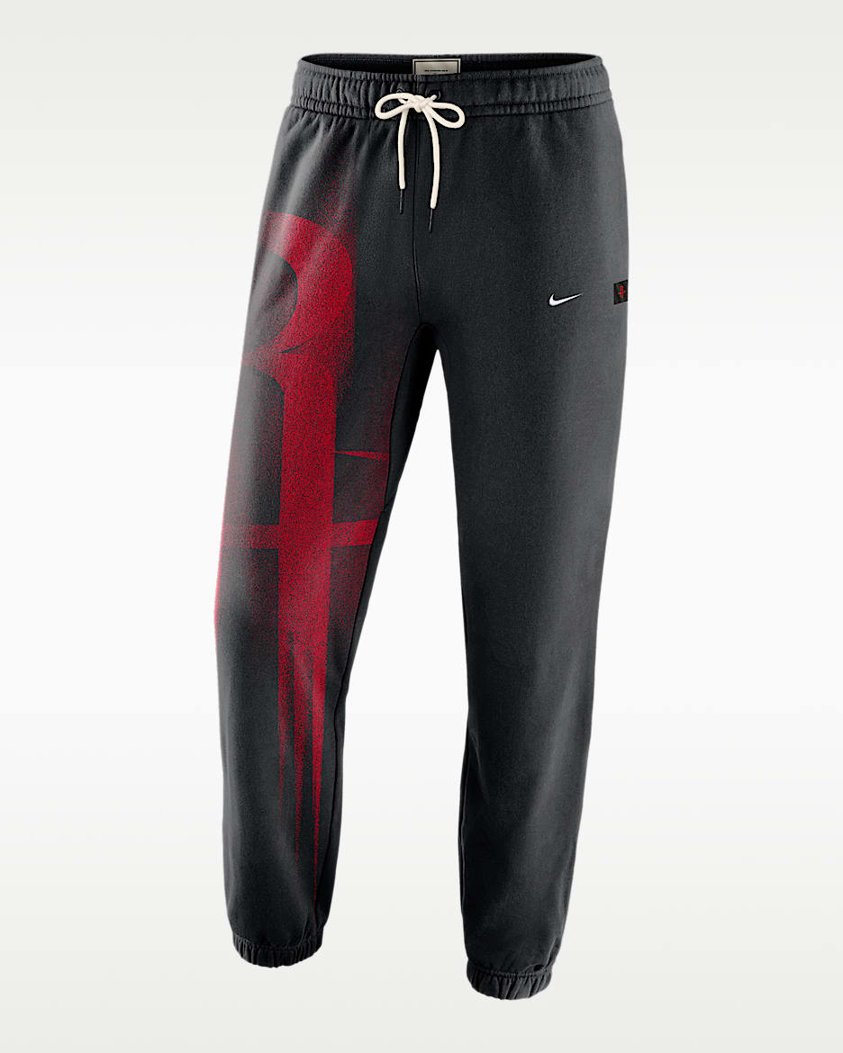休斯顿火箭队 Nike Standard Issue Therma-FIT 耐克篮球小标系列男子加绒篮球长裤 - 黑/白色