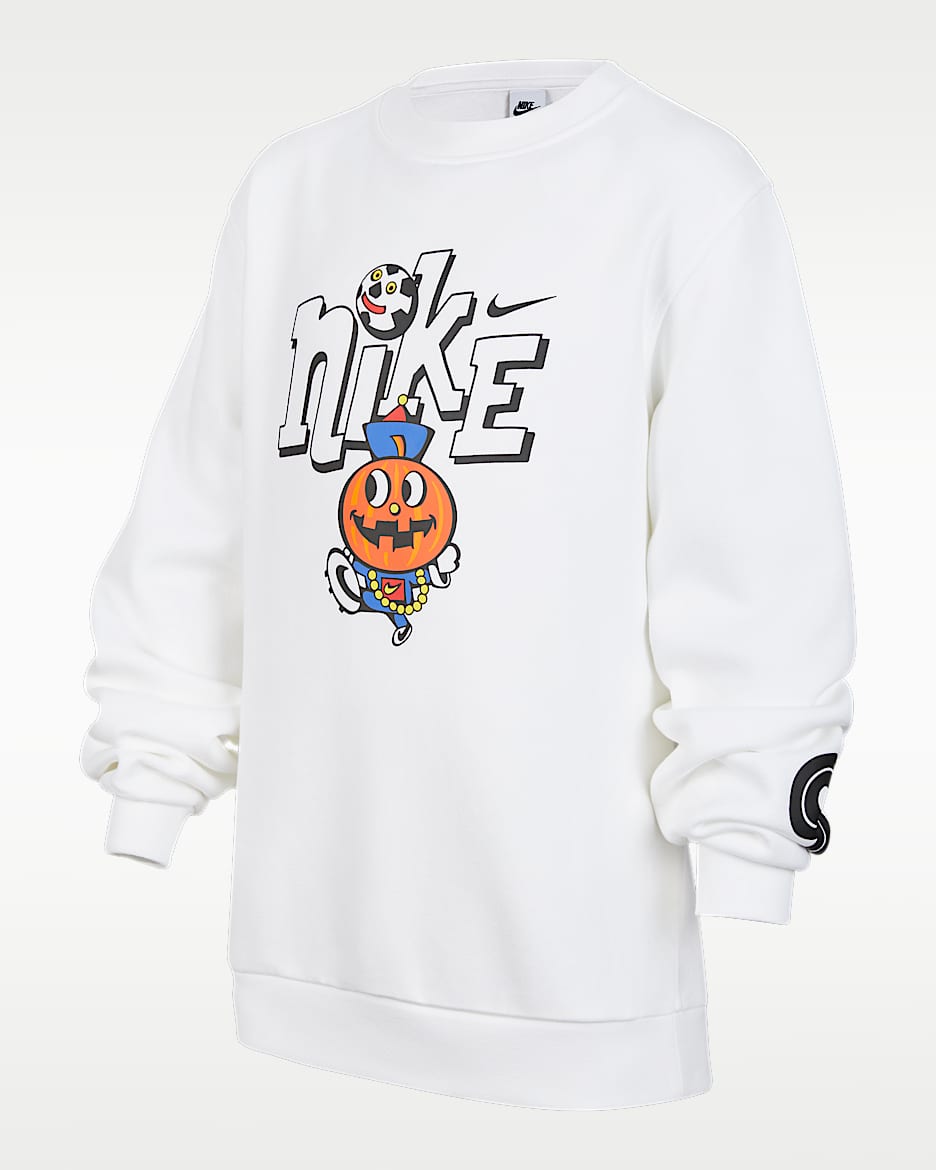 Nike Sportswear Club Fleece 大童加绒圆领运动衫 - 白色