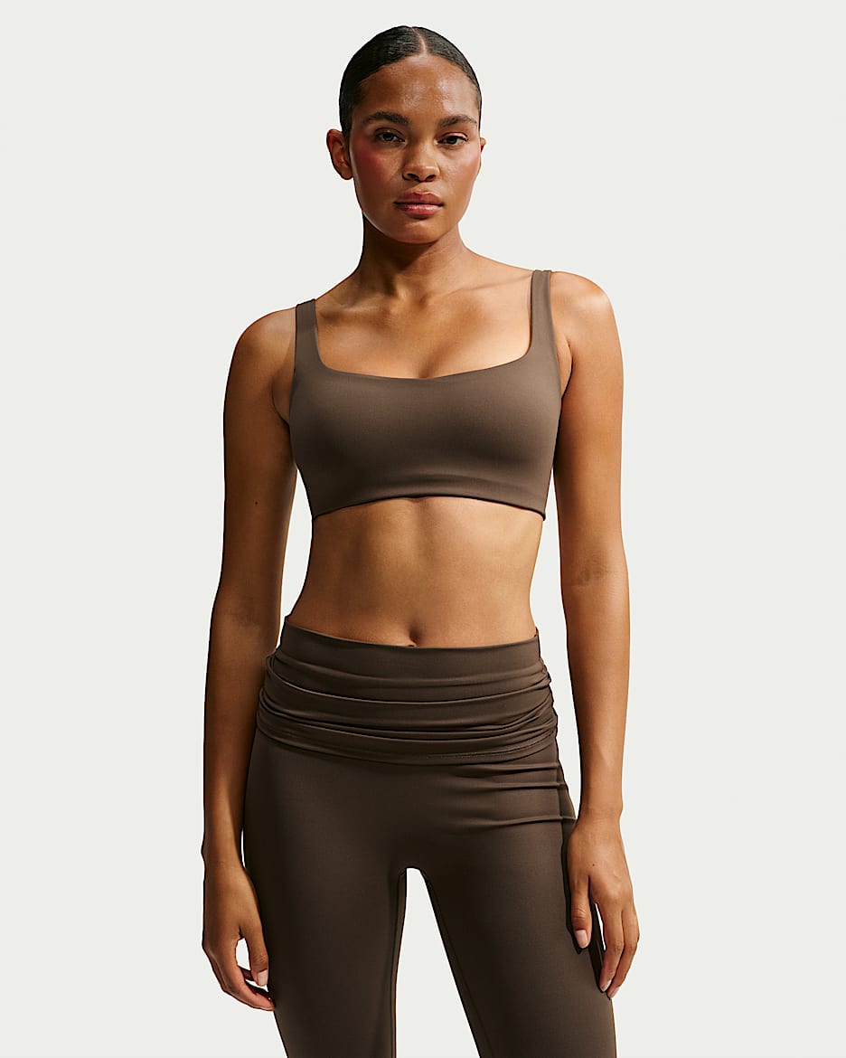 NikeSKIMS Matte 女子速干大圆领运动内衣 - NSKM Dark Sepia/NSKM Dark Sepia
