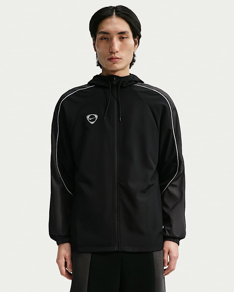 Nike Academy+ Repel 男子拒水足球梭织夹克 - 黑/煤黑/白色/白色