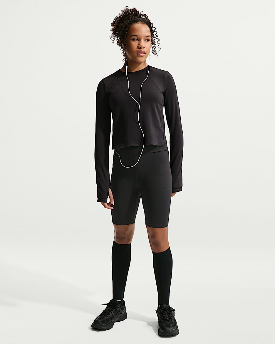 Nike MAVN Dri-FIT 耐克好动心系列大童（女孩）速干高腰短裤 - 黑/黑