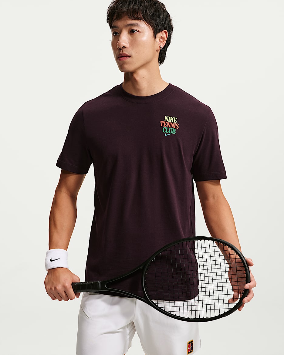 NikeCourt Dri-FIT 速干科技男子短袖网球T恤 - 暗调勃艮第酒红