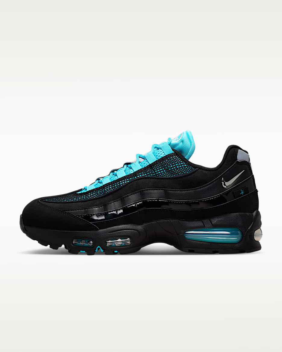 Nike Air Max 95 Big Bubble "Scorpion" 男子运动鞋 - 黑/伽马蓝/金属银/金属铬色