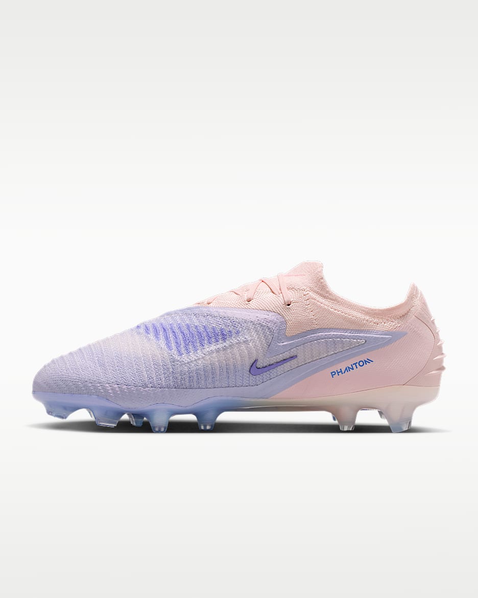 Nike Phantom 6 Low Elite LV8 耐克暗煞系列男/女 FG 天然硬质草地低帮足球鞋 - 幻影/冰番石榴色/幻影