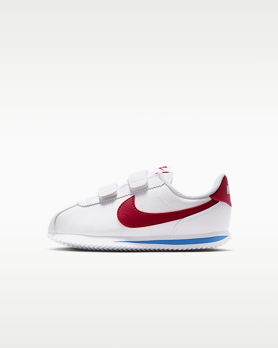 Nike Cortez 幼童运动鞋 - 白色/校园蓝/校园红