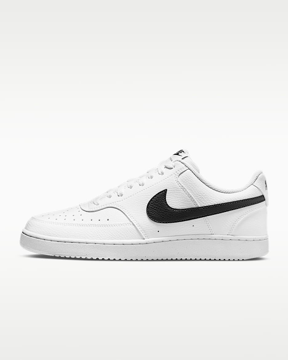 Nike Court Vision Low Next Nature 男子运动鞋透气板鞋 - 白色/白色/黑