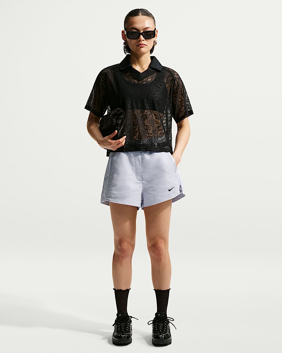 Nike Sportswear 女子高腰短裤 - 白金色/白色/黑