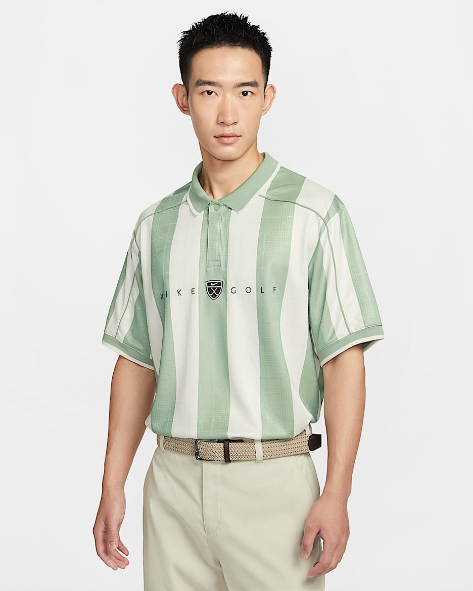 Nike Fairway Fresh Dri-FIT 男子速干宽松短袖高尔夫翻领T恤 - 温和灰绿/温和灰绿