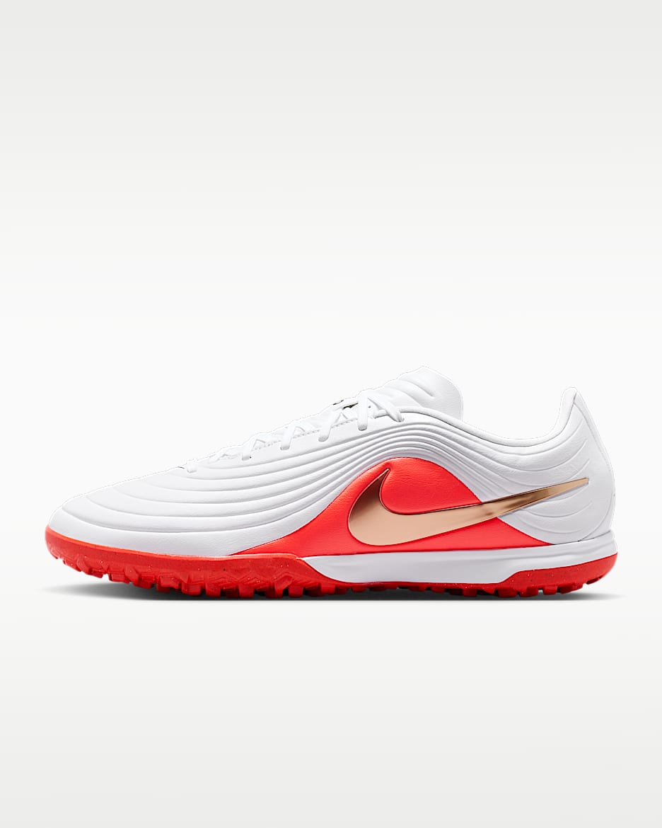 Nike Tiempo Maestro Academy 耐克天迫系列男/女 TF 人造场地低帮足球鞋 - 白色/亮深红/朦胧金