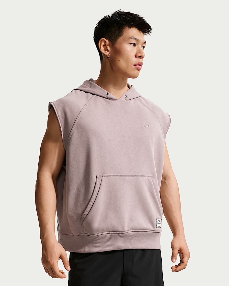 Nike N.A.C. Dri-FIT 男子速干针织无袖训练连帽衫 - 浅矿石紫/浅矿石紫