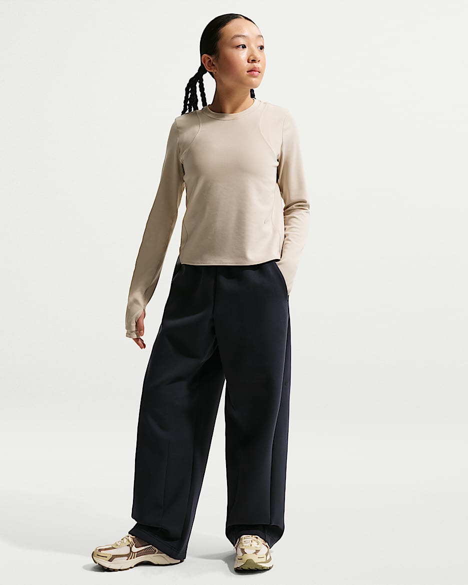 Nike MAVN Therma-FIT 耐克好动心系列大童（女孩）薄绒长裤 - 黑/黑/黑