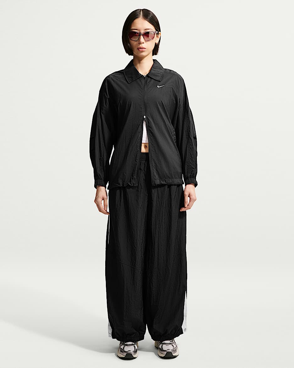 Nike Sportswear 女子 Oversize 风拒水高腰灯笼裤 - 黑/帆白/黑