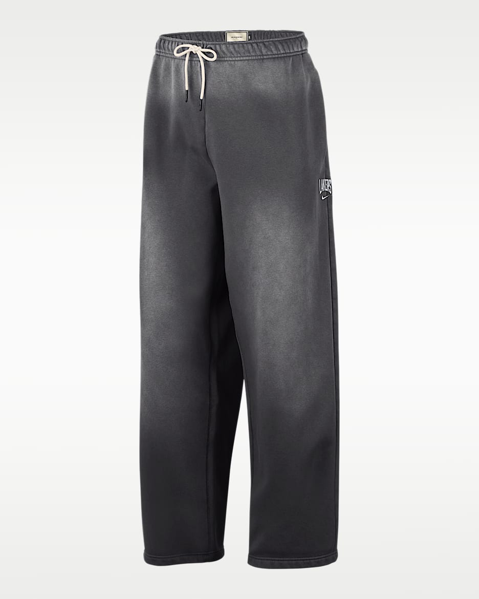 洛杉矶湖人队 Standard Issue Nike NBA 队之魂系列男子加绒开放式裤脚篮球长裤 - 暗炭黑/白色