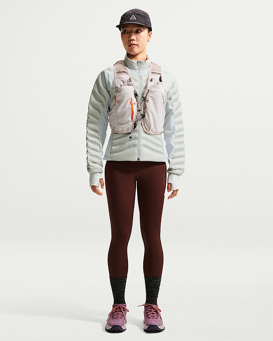 Nike ACG Dri-FIT 女子速干高腰越野跑步九分紧身裤 - 神秘枣红/黑/山峰白