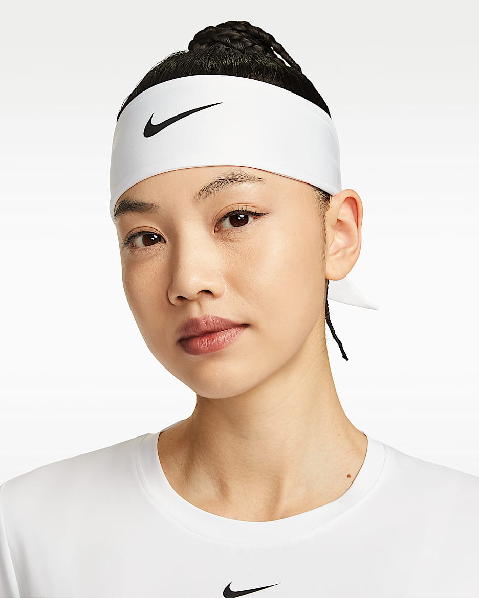 Nike Fury Dri-FIT 经典速干头带(1 条) - 白色/黑