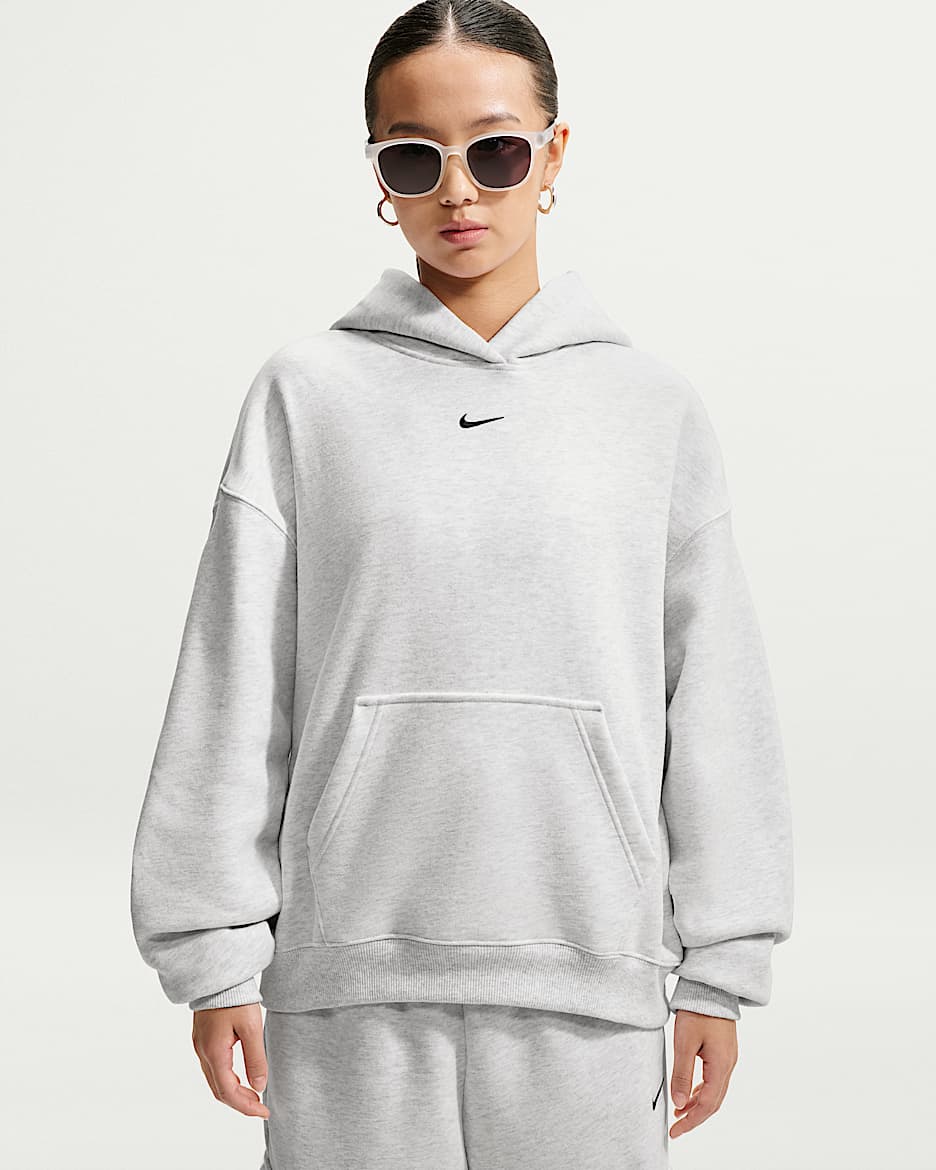 Nike Studio Fleece 耐克廓系卫衣系列女子 Oversize 风中克重加绒套头连帽衫 - 调色桦树色/黑
