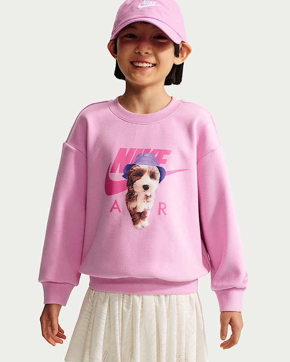 Nike Sun Pup 幼童印花加绒圆领上衣 - 上升粉