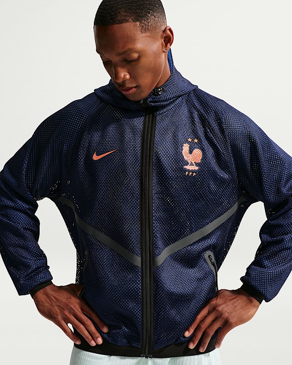 法国队 Nike Dri-FIT Anthem 男子速干足球夹克 - 黑蓝/游戏宝蓝/金属铜