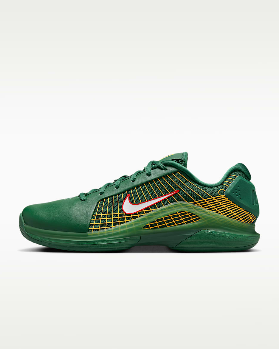 Nike Vapor 12 Hypersmash 男子硬地球场网球鞋 - 峡谷绿/大学红/大学金/白色