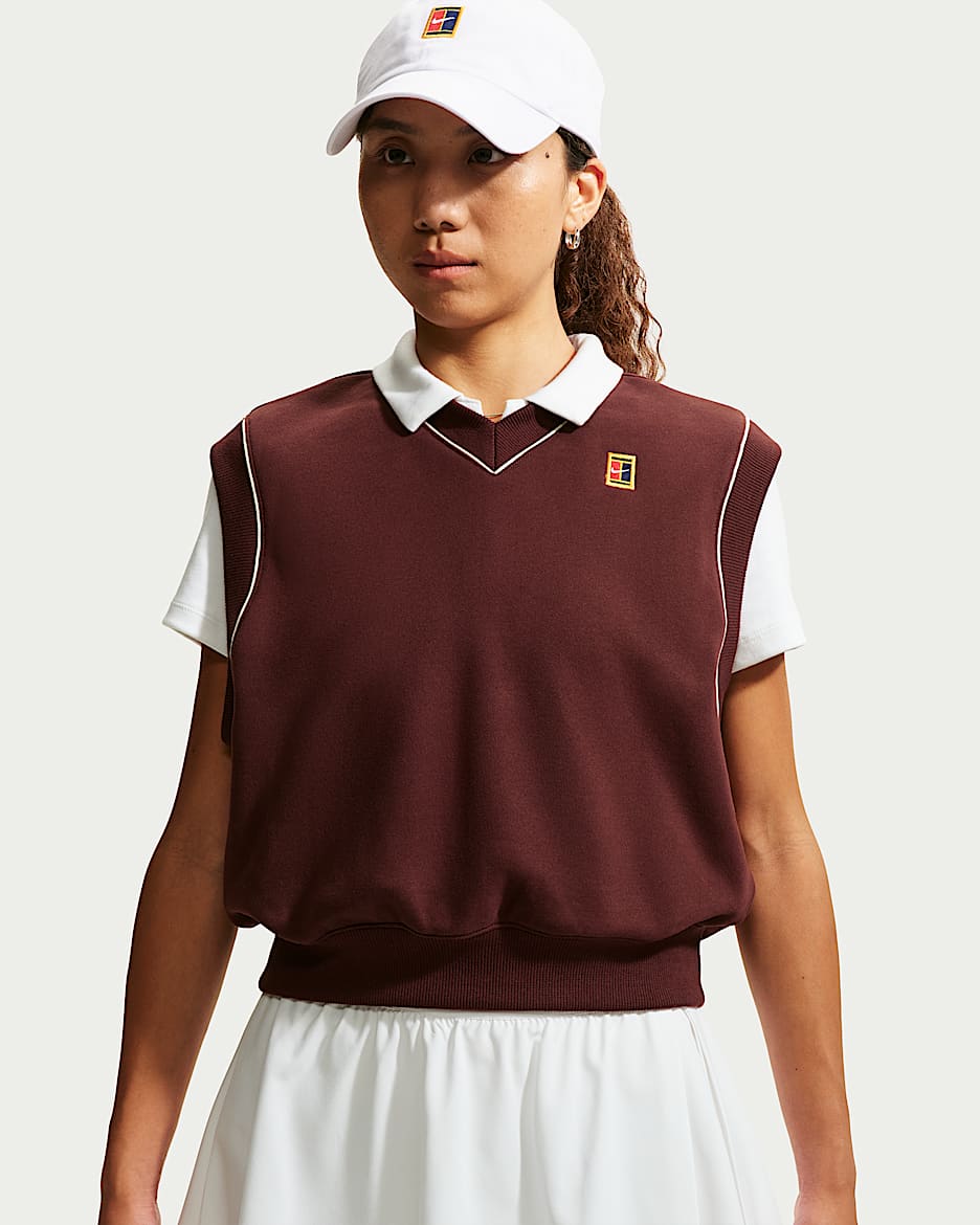 NikeCourt Collection 女子加绒网球无袖上衣 - 神秘枣红