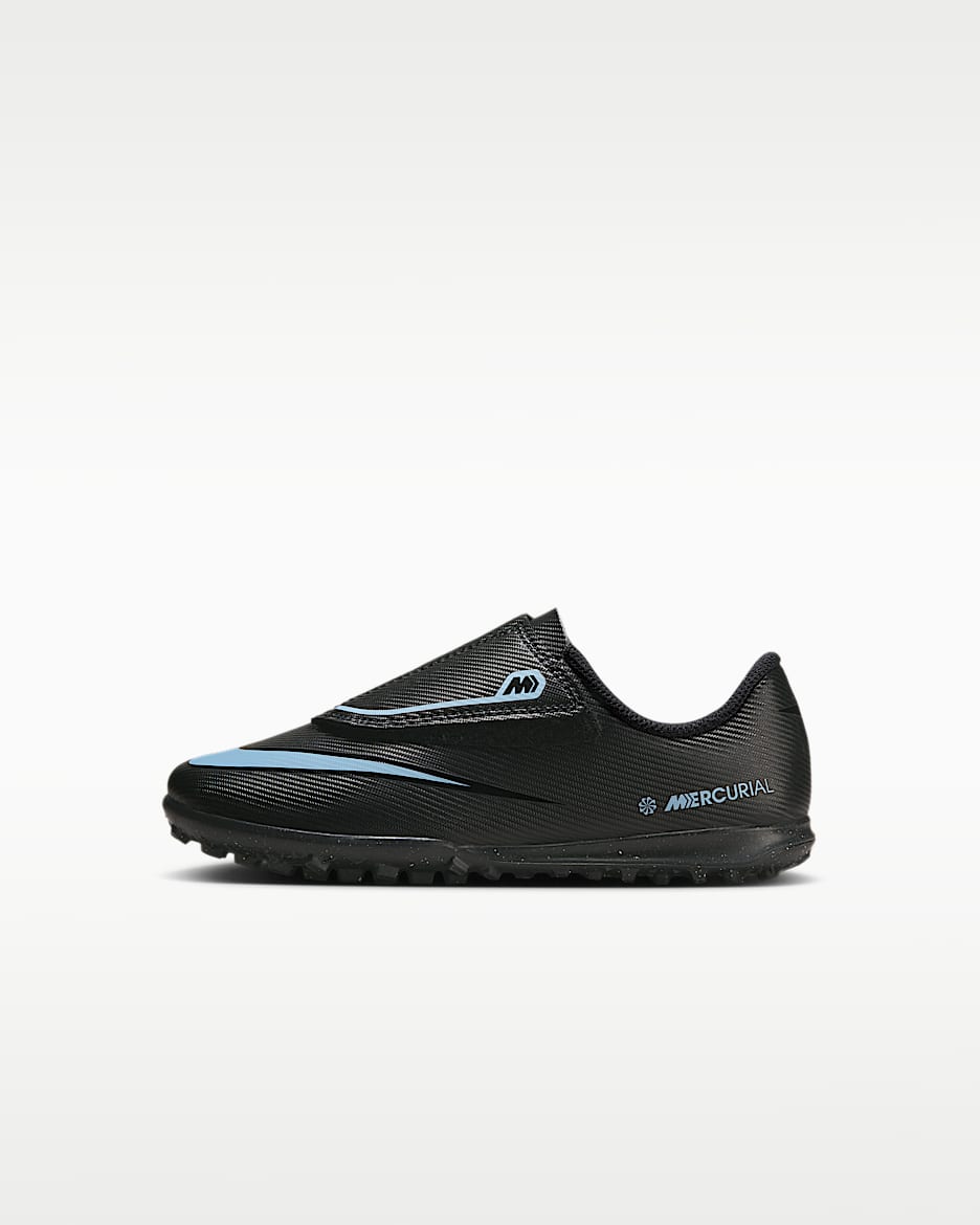 Nike Jr. Mercurial Vapor 16 Club 耐克刺客系列幼童 TF 人造场地低帮足球鞋 - 黑/冰蓝