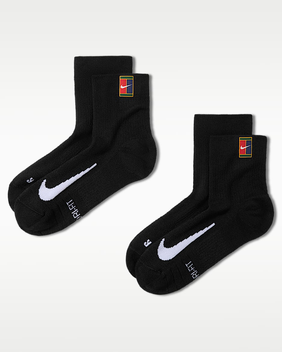 NikeCourt Multiplier Max 速干网球运动短袜(2 双) - 黑/黑
