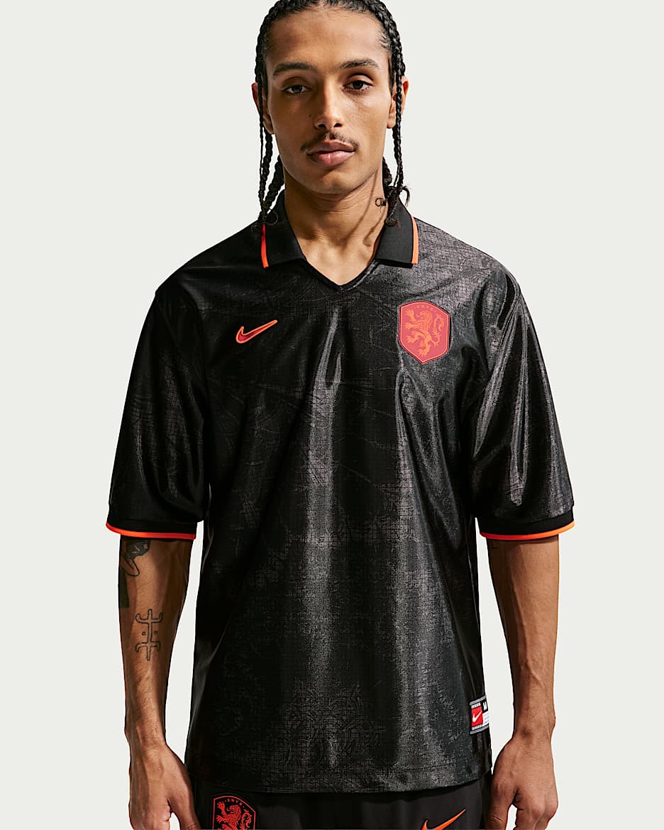 荷兰队 Energy Nike Dri-FIT 男子速干短袖足球上衣 - 黑/橙红/橙红