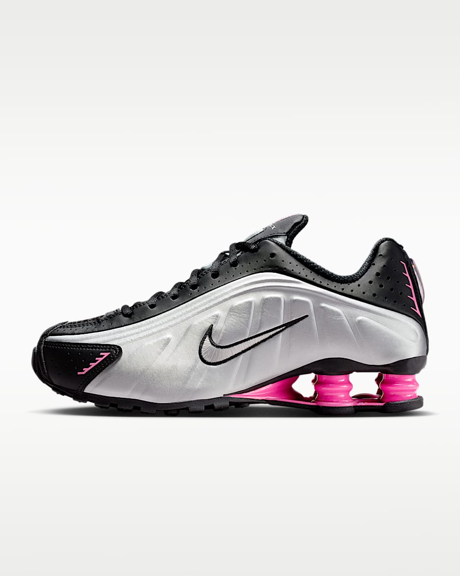 Nike Shox R4 女子气柱运动鞋 - 黑/亚紫粉/金属银
