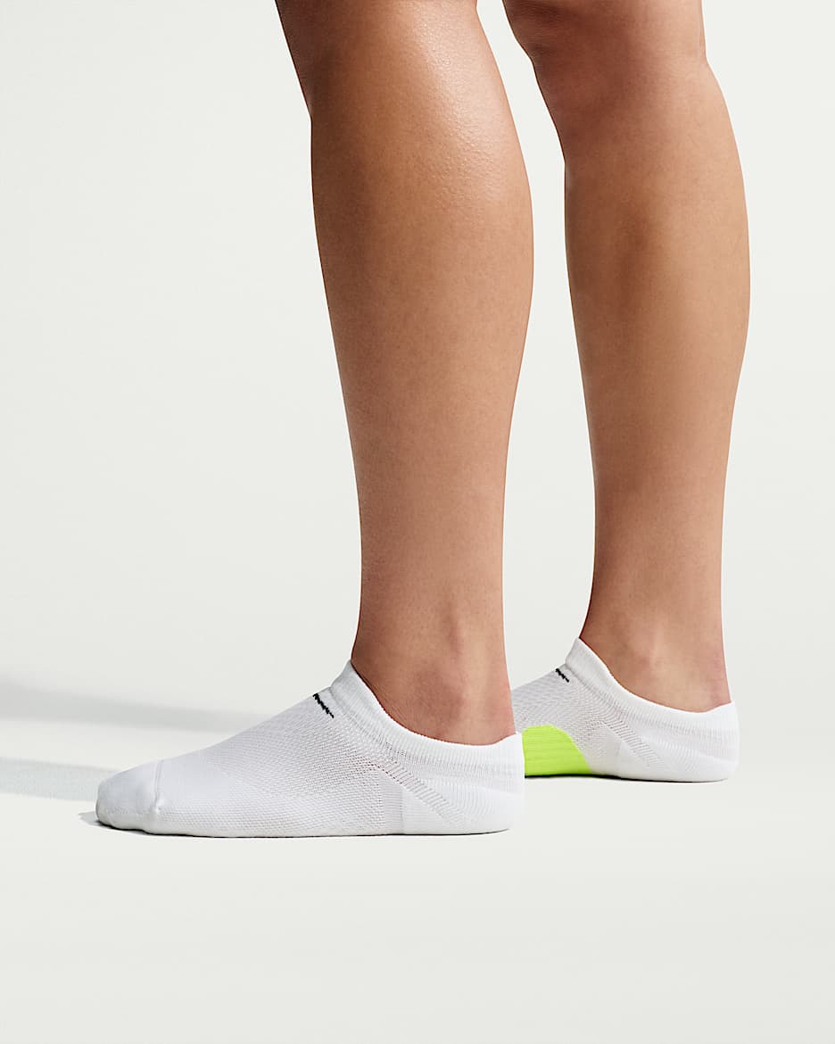 Nike Run Midweight 速干跑步船袜(1 双) - 白色/荧光黄/黑